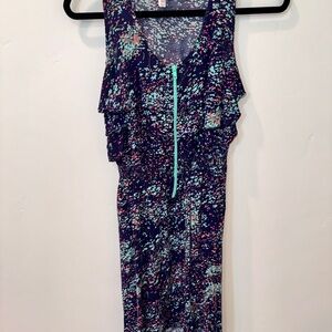 Xhilaration Blue and Pink Patterned Midi Dress